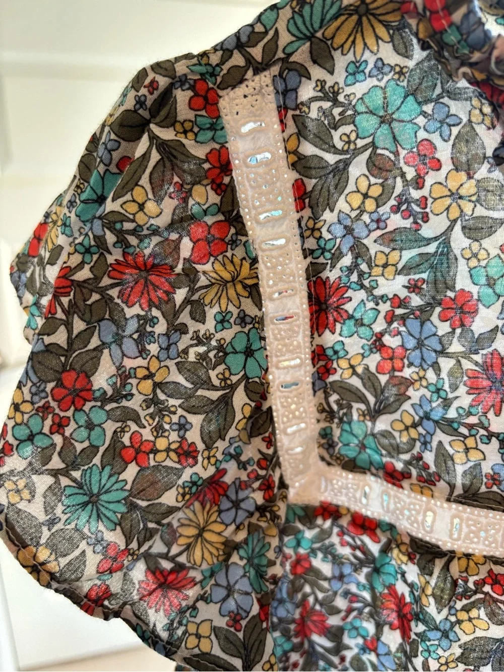 LOFT Multicolor Floral Ruffle-Trim Blouse